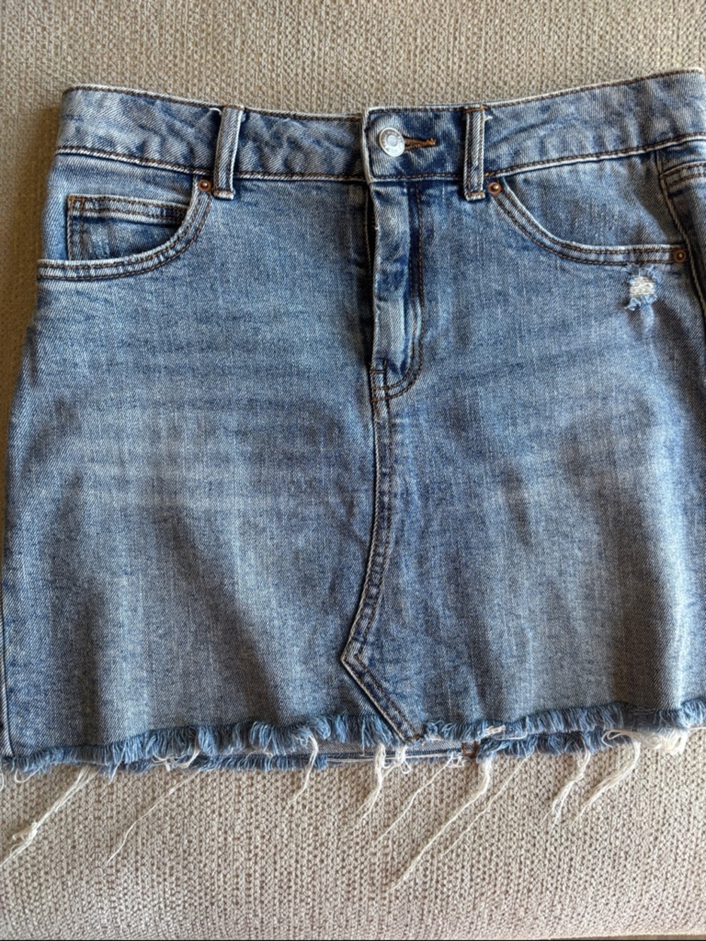 wild fable Light Blue Denim Mini Skirt with Frayed Hem